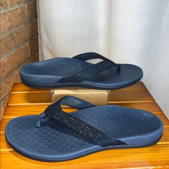 Vionic Tide Rhinestone thong sandals in navy EU 39 / US 8 - Picture 3 of 7